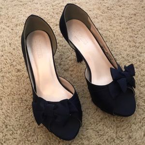 Satin open toe high heels